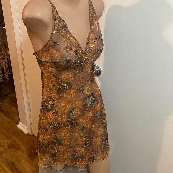 Vintage leopard floral print chemise / slip ✨firm✨ - Picture 1 of 6